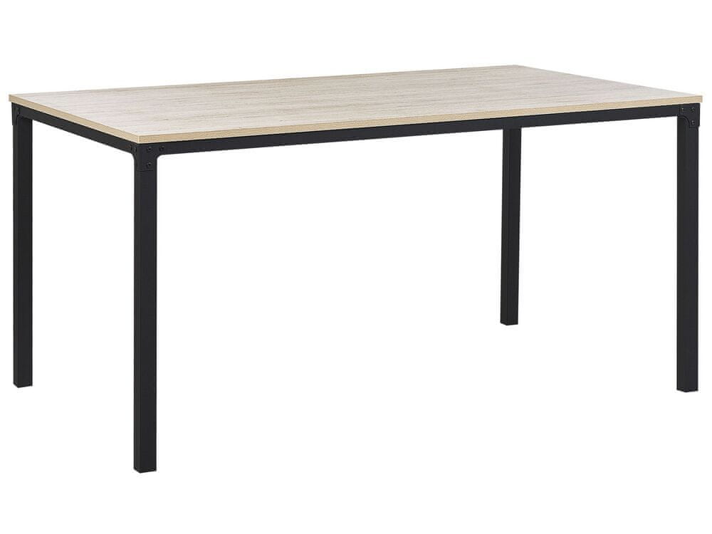 Beliani Jedálenský stôl 150 x 90 cm svetlé drevo/čierna HOCKLEY